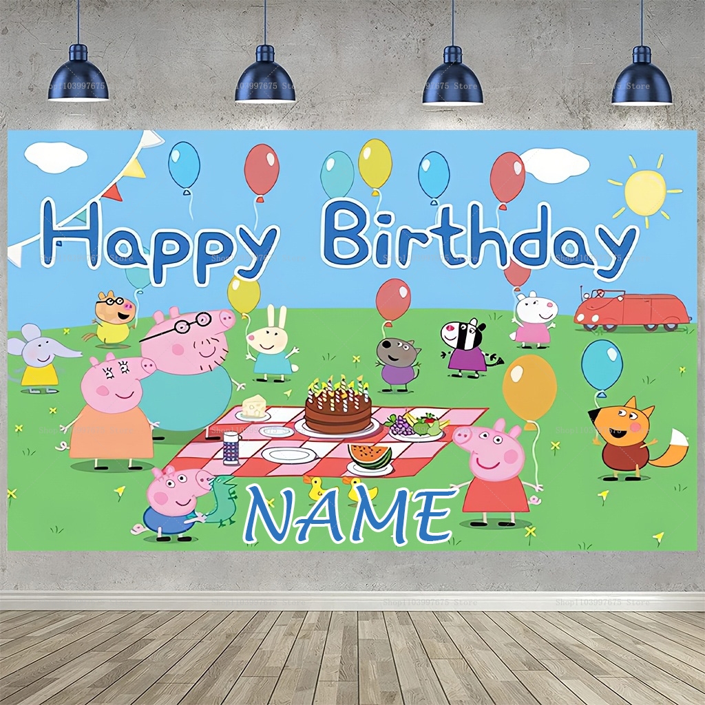 Baby Clothing Easter - Custom Name Cartoon Peppa Pig Backdrops