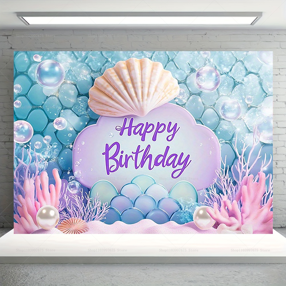 Mermaid Party Backdrops Childr - Baby Clothing Easter บทวิจารณ์และราคา