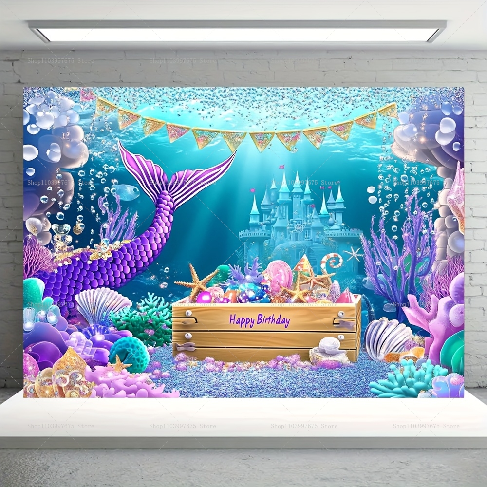 Mermaid Party Backdrops Childr - Baby Clothing Easter บทวิจารณ์และราคา