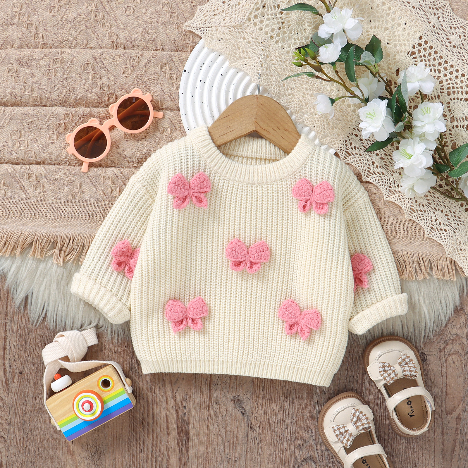 Fashion Bowknot Knitted Baby G - Baby Clothing Jumpers บทวิจารณ์และราคา