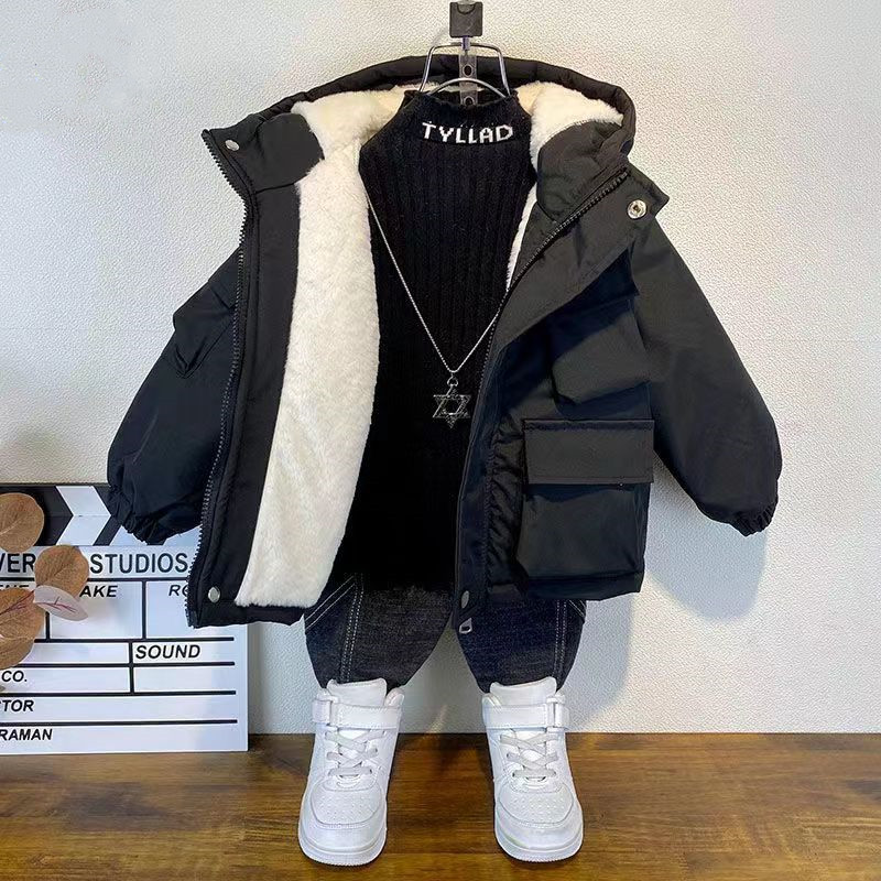 Kids Boys Plush Warm Jacket Ho - Baby X Clothing บทวิจารณ์และราคา